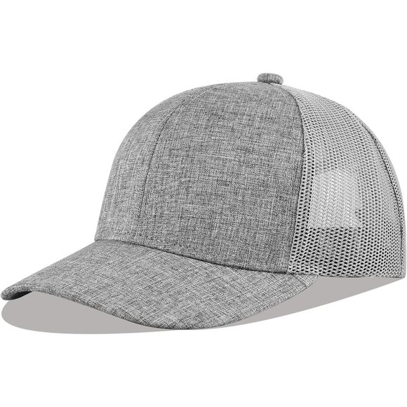 Man Grey Classic Mesh Panels Vintage Baseball Cap - Picture 2 of 9